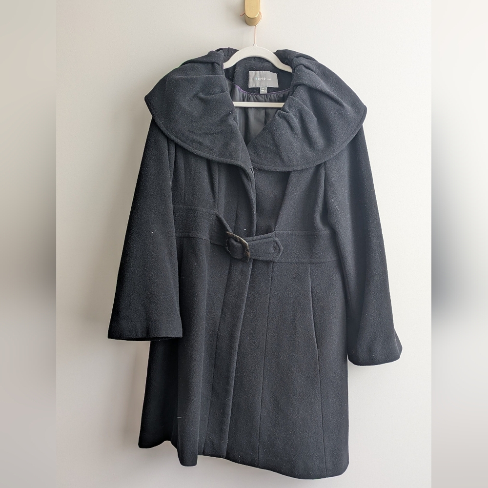 Apt. 9 Black Wool Coat with Purple Trim